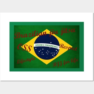 Brazilian Jiu Jitsu - Brazil flag with inspirational quotes Posters and Art